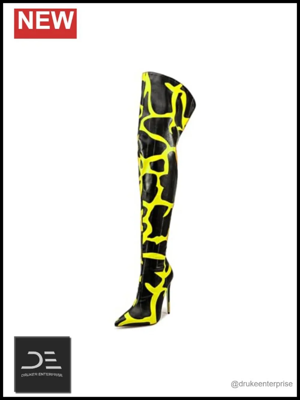 Over the Knee Thigh High Boots - Stiletto Heel Pointed Toe Back Zip PU Leather